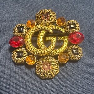 Gold and Multicolor Brooch